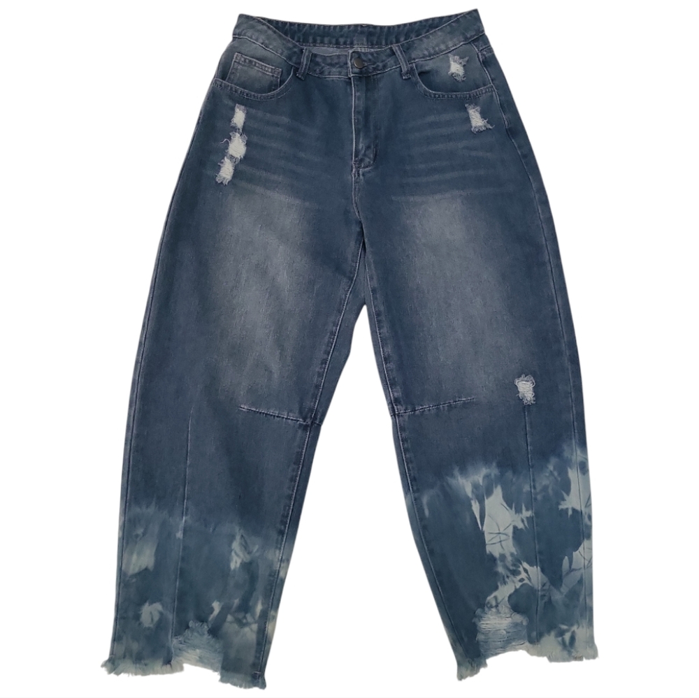 Bleach Washed Barrel Jeans